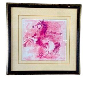 Framed Expressionist “Pegasus” By Leroy Neiman Signed Plate Fine Art Poster 1979